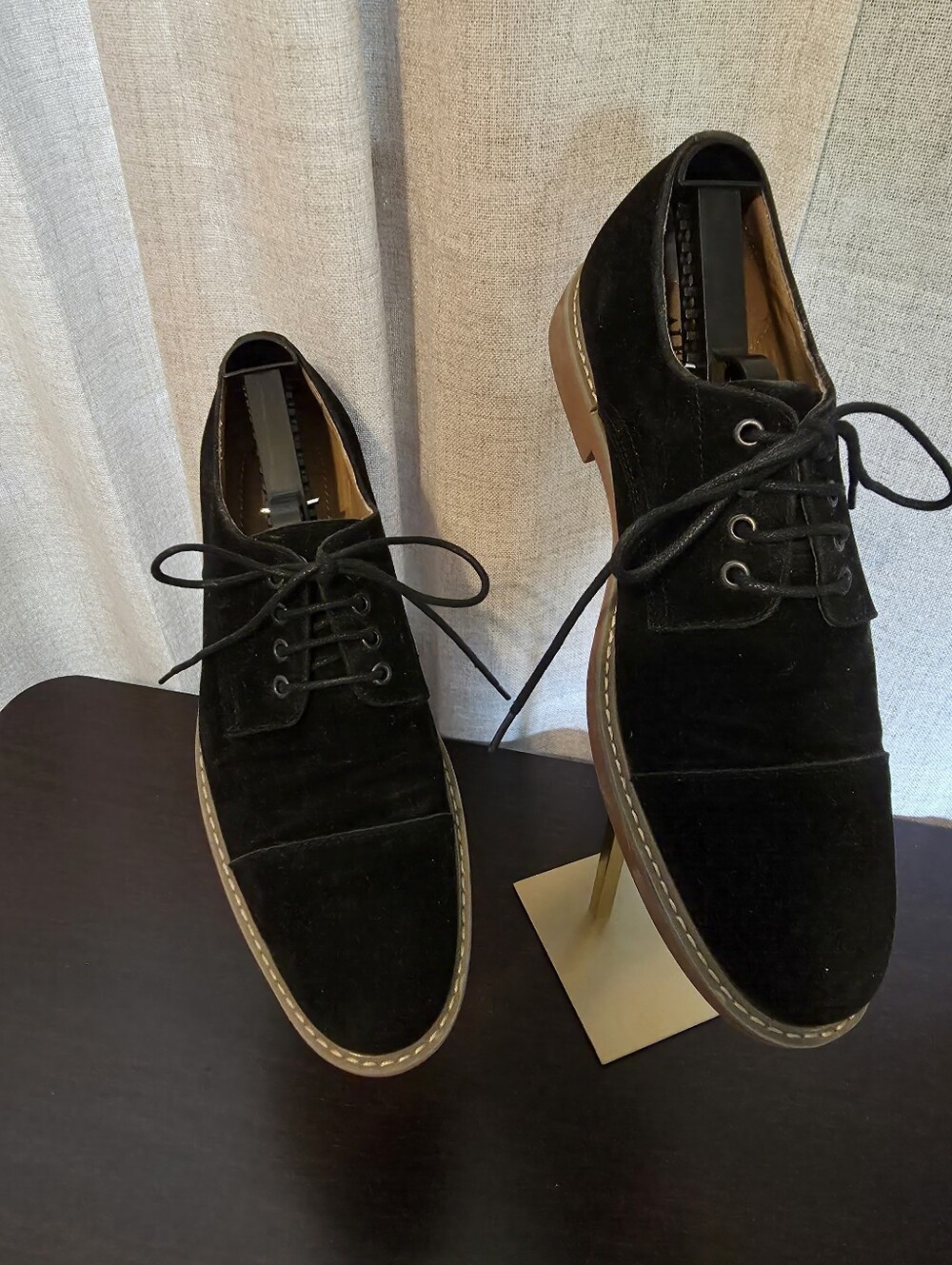 Alfani Black Suede Lace-Up Oxfords with Tan Welt